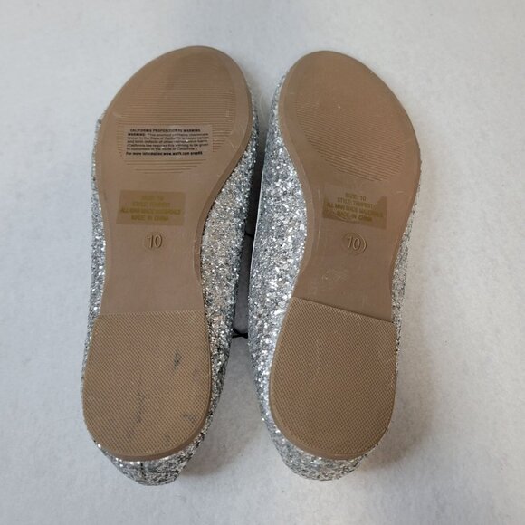 Goldtoe Womens Glitter Ballet Flats Size 10 Silver Bow Detail - Picture 3 of 9